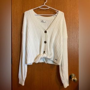 hollister white/cream button up sweater
